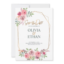 Sjabloon voor geometrische bloemige trouw uitnodig