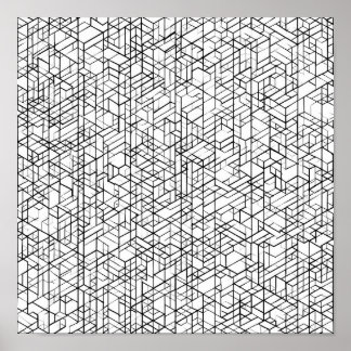 Sjabloon voor geometrische rasterkleurpagina Decou Poster