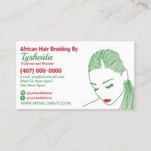 Sjabloon voor Hair Braiding Loctician Business Car Afsprakenkaartje