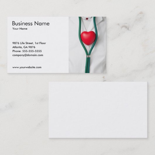 Sjabloon voor hart visitekaartje (Voorkant / Achterkant)