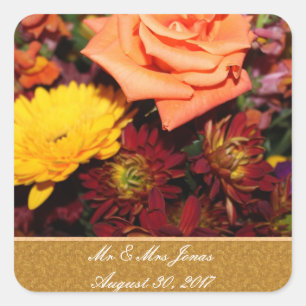 Sjabloon voor herfst Floral Wedding Stickers