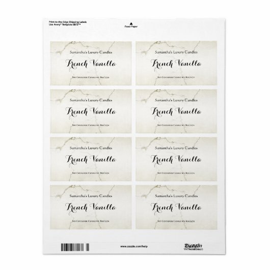 Sjabloon voor het etiket met crème en gouden marme (Full Sheet)