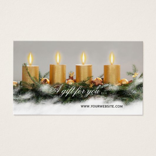 Sjabloon voor het kerstcadeaucertificaat met gulde visitekaartje (Voorkant)
