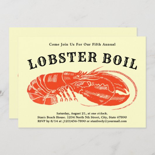 Sjabloon voor het koken of bakken van  kreeft kaart (Voorkant / Achterkant)