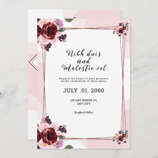 Sjabloon voor het ontwerp van de Kaart van de huwe (Voorkant / Achterkant)