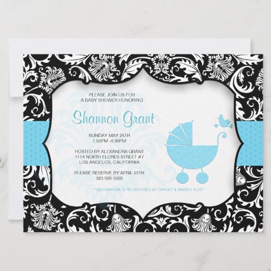 Sjabloon voor het uitnodigen van zwarte en blauwe  kaart (Voorkant)