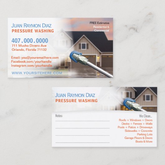 Sjabloon voor het wassen en ontladen van de druk visitekaartje (Voorkant / Achterkant)