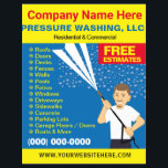 Sjabloon voor het wassen en reinigen van de druk flyer<br><div class="desc">Profiteer van uw bedrijf met deze efficiënte ventilatoren voor het wassen van druk en stroom met afbeelding van de karikatuur van de hogedrukreiniger. Voeg gewoon uw eigen informatie toe aan het ontwerp om deze professionele druk-/stroomreinigings- en wasventilatoren aan te passen.</div>