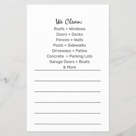 Sjabloon voor het wassen en reinigen van de druk flyer (Achterkant)