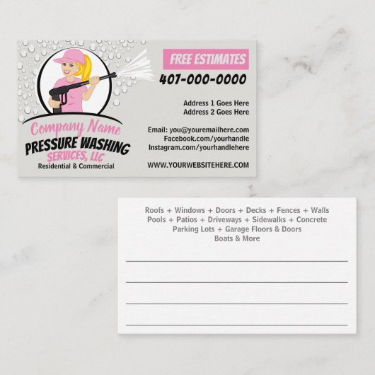 Sjabloon voor het wassen van de druk visitekaartje (Voorkant / Achterkant)