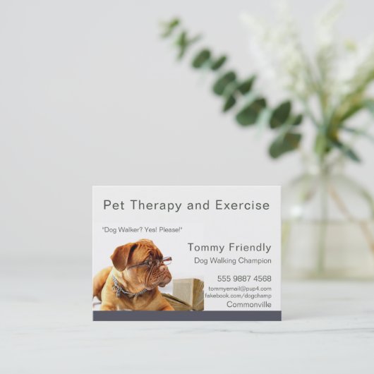 Sjabloon voor honden uitlaten huisdiertherapie fot visitekaartje (Staand voorkant)