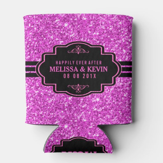 Sjabloon voor hotroze zwarte bruinbruidjes blikjeskoeler (Achterkant)