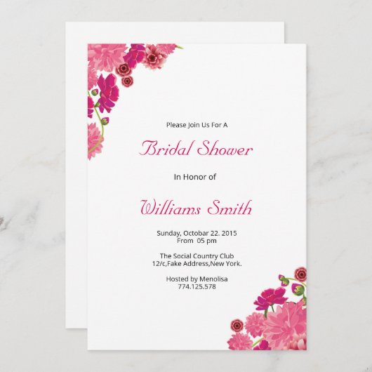 Sjabloon voor huwelijksuitnodiging kaart (Voorkant / Achterkant)