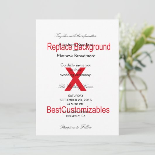 Sjabloon voor huwelijksuitnodiging kaart (Staand voorkant)