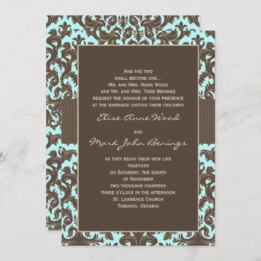 Sjabloon voor huwelijksuitnodiging kaart (Voorkant / Achterkant)