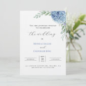 Sjabloon voor huwelijksuitnodiging met blauwe hydr kaart (Staand voorkant)