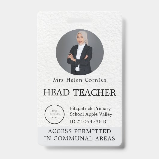 Sjabloon voor identiteitskaart van leraar Naam Sch Badge (Voorzijde)
