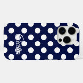 Sjabloon voor Jouw naam donkerblauw grote stippen Case-Mate iPhone Case (Achterkant (horizontaal))