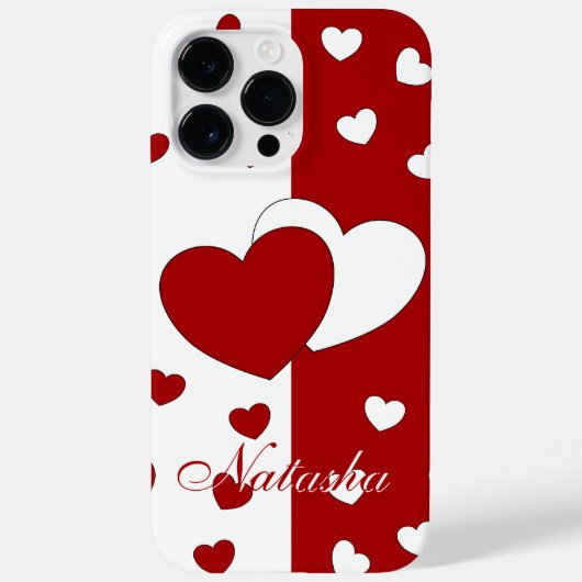 Sjabloon voor Jouw naam rood en wit liefde harten Case-Mate iPhone Case (Achterkant)