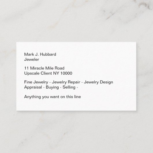 Sjabloon voor juwelen visitekaartje Nieuw (Achterkant)