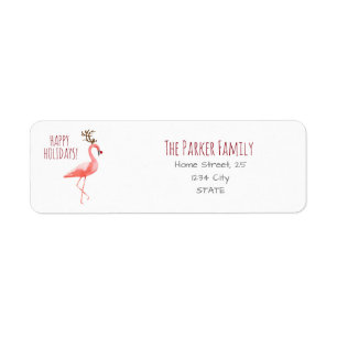 Sjabloon voor kerstflamingo Rudolph Reindeer Etiket