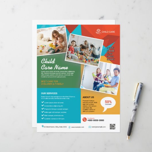 Sjabloon voor kinderopvangfolder (Voorkant / Achterkant in situ)