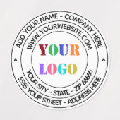 Sjabloon voor labels met eigen logo naam adres web (Design 1)