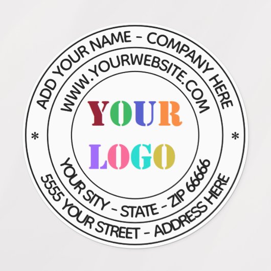 Sjabloon voor labels met eigen logo naam adres web (Design 3)
