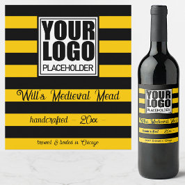 Sjabloon voor Mead-label Logo Fun Honingbij Strepe Wijn Etiket