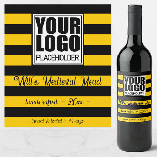 Sjabloon voor Mead-label Logo Fun Honingbij Strepe Wijn Etiket