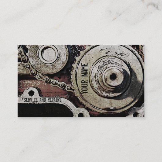 sjabloon voor mechanische reparaties visitekaartje (Voorkant)