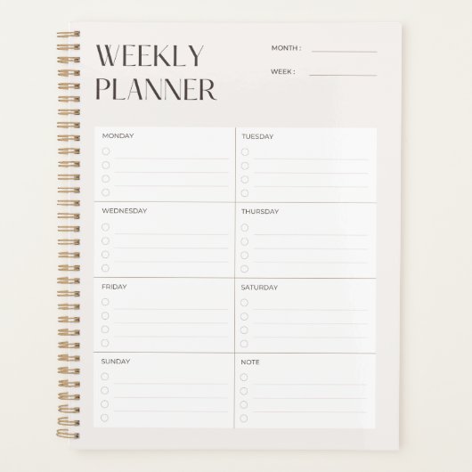 Sjabloon voor minimale wekelijkse planning van crè planner (Voorkant)