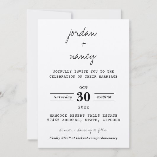 Sjabloon voor minimalistische weddenschappen kaart (Achterkant)