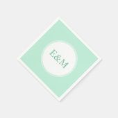 Sjabloon voor mintgroene moderne elegante monogram servet (Hoek)