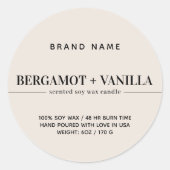 Sjabloon voor moderne kaarsverpakking ronde sticker (Voorkant)