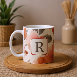 Sjabloon voor mooi bloemenmonogram Gepersonaliseer Koffiemok