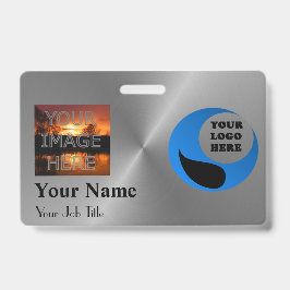 Sjabloon voor naamkaartje met metalen effect foto badge