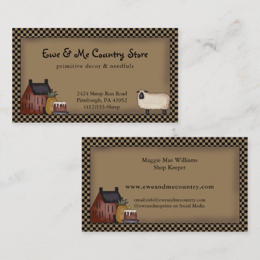 Sjabloon voor nationale verkoopdozen en schapenkaa visitekaartje (Voorkant / Achterkant)