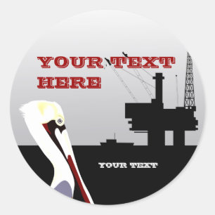 Sjabloon voor offshore olie- en bekkenboer ronde sticker