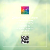 Sjabloon voor openingsuren QR-code bedrijfslogo gr Raamsticker (Vel 3)