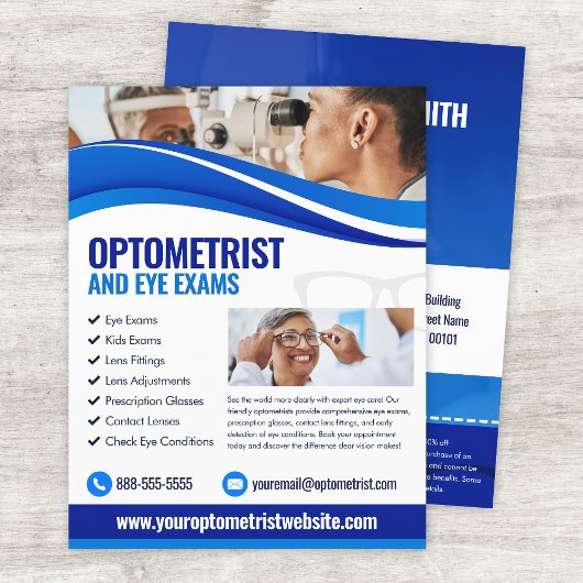 Sjabloon voor optometrist oogonderzoek flyer