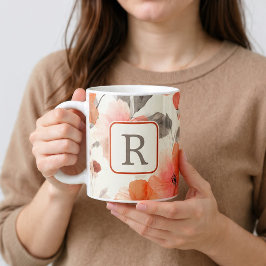 Sjabloon voor persoonsgebonden bloemenmonogram grote koffiekop