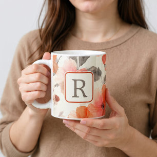 Sjabloon voor persoonsgebonden bloemenmonogram grote koffiekop