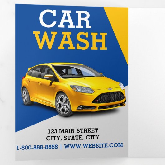 Sjabloon voor promotie van auto-wasprogramma's met (Binnenzijde eerst)