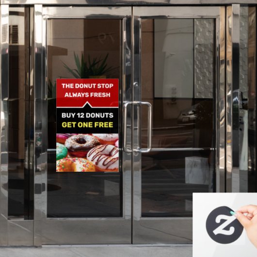 Sjabloon voor promotiemateriaal over Doughnut Wink Raamsticker (Kantoordeur)