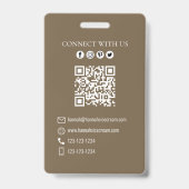 Sjabloon voor QR-code met naam van ijszaakmedewerk Badge (Achterkant)