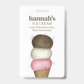 Sjabloon voor QR-code met naam van ijszaakmedewerk Badge (Voorkant)