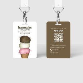 Sjabloon voor QR-code met naam van ijszaakmedewerk Badge