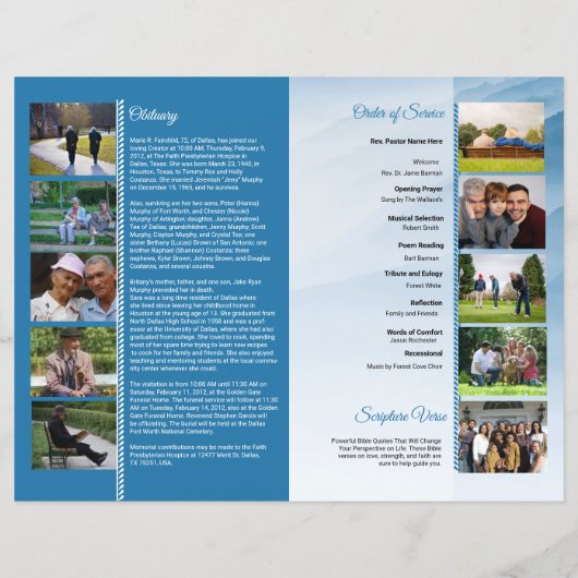 Sjabloon voor rouwprogramma (Achterkant)