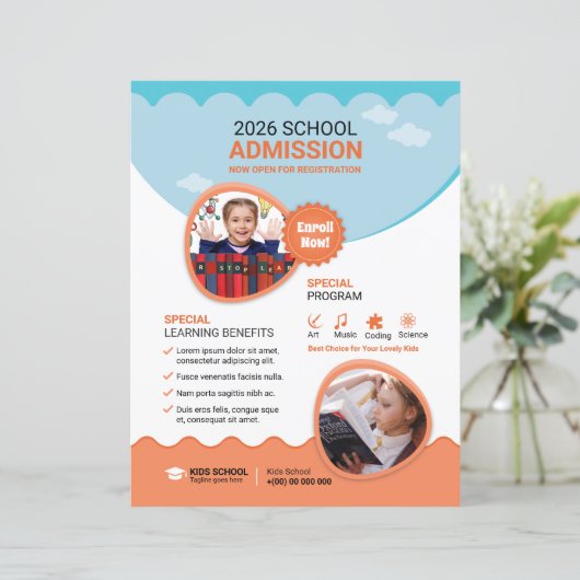 Sjabloon voor schoolaanmeldingsfolder (Staand voorkant)